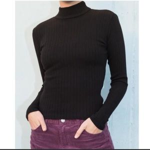 Brandy Melville Daniela Ribbed Black Cotton Mock-neck